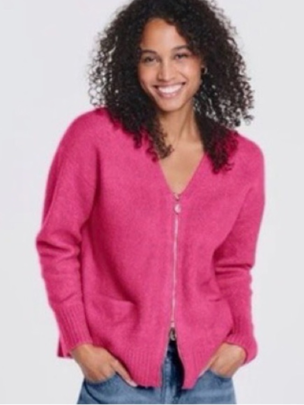 Splendid Zeena Zip-Up Cardigan - Fuchsia